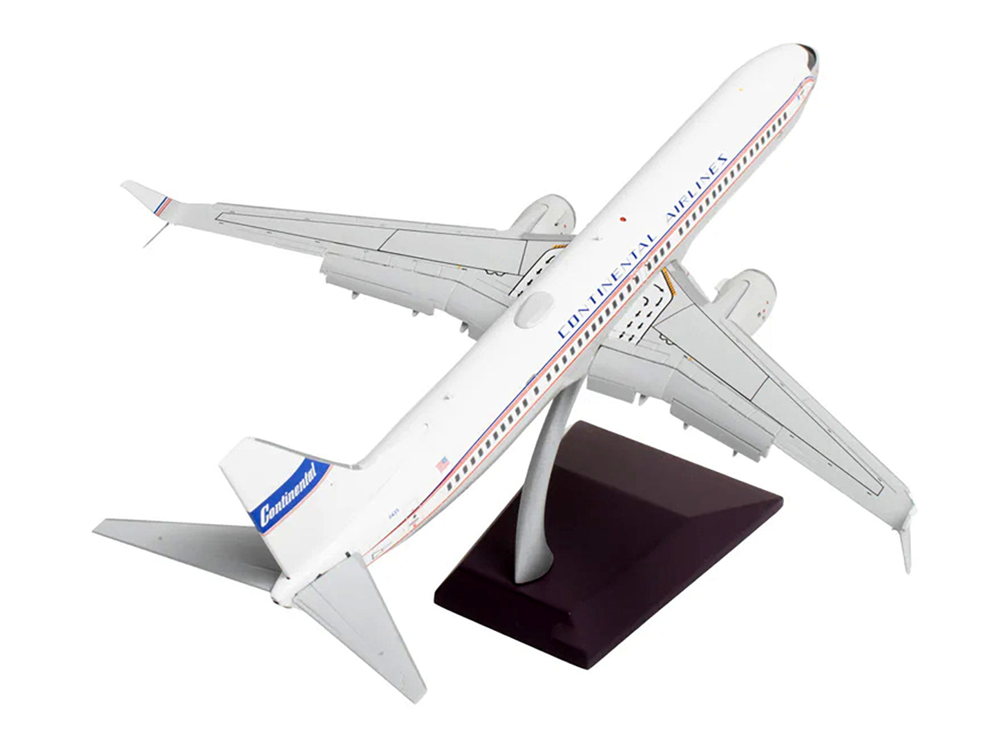 Boeing 737-900ER Commercial Aircraft with Flaps Down "Continental Airlines - United Airlines" (N75435) White Red and Blue Stripes "Gemini 200" Series 1/200 Diecast Model Airplane by GeminiJets <h2>Boe