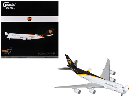 Boeing 747-8F Commercial Aircraft "UPS Worldwide Services" (N607UP) White with Brown Tail "Gemini 200 - Interactive Series" Series 1/200 Diecast Model by GeminiJets
