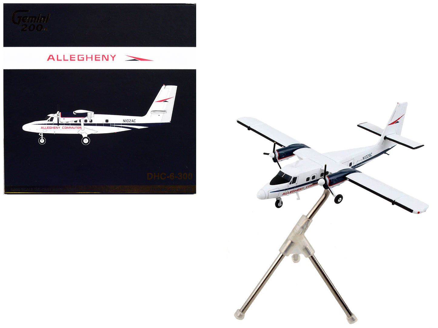De Havilland DHC-6-300 Commercial Aircraft "Allegheny Airlines" White with Blue Stripes "Gemini 200" Series 1/200 Diecast Model Airplane by GeminiJets <h2>De GeminiJets</h2> <p>High-quality car perfec