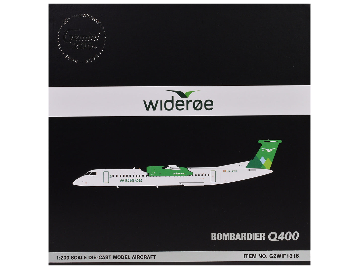 Bombardier Q400 Commercial Aircraft "Wideroe" (LN-WDM) White with Green Tail "Gemini 200" Series 1/200 Diecast Model Airplane by GeminiJets <h2>Bombardier GeminiJets</h2> <p>High-quality car perfect f
