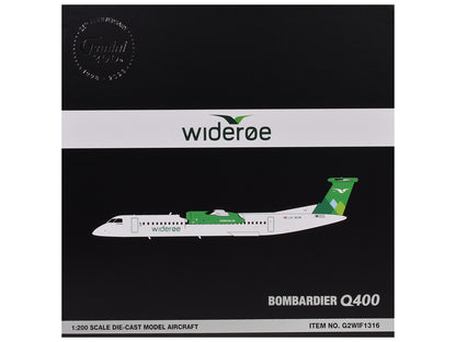 Bombardier Q400 Commercial Aircraft "Wideroe" (LN-WDM) White with Green Tail "Gemini 200" Series 1/200 Diecast Model Airplane by GeminiJets <h2>Bombardier GeminiJets</h2> <p>High-quality car perfect f
