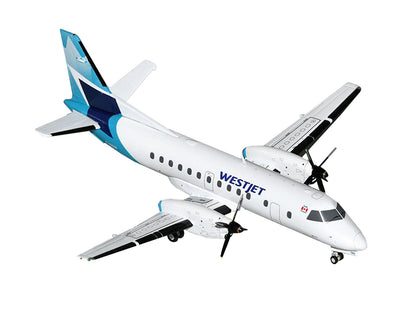 Saab 340B Commercial Aircraft "WestJet" (C-GOIA) White with Blue Stripes and Tail "Gemini 200" Series 1/200 Diecast Model Airplane by GeminiJets <h2>Saab GeminiJets</h2> <p>High-quality car perfect fo