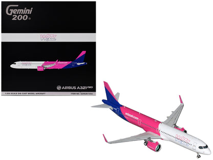 Airbus A321neo Commercial Aircraft "Wizz Air" (G-WUNB) White and Pink with Purple Tail "Gemini 200" Series 1/200 Diecast Model by GeminiJets <h2>Airbus GeminiJets</h2> <p>High-quality car perfect for