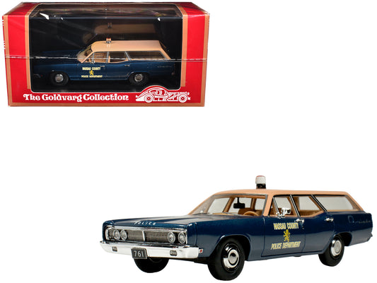 1970 Ford Country Squire Wagon Police Car "Nassau County Police Department" Blue and Tan Limited Edition to 200 pieces Worldwide 1/43 Model Car by Goldvarg Collection T&y