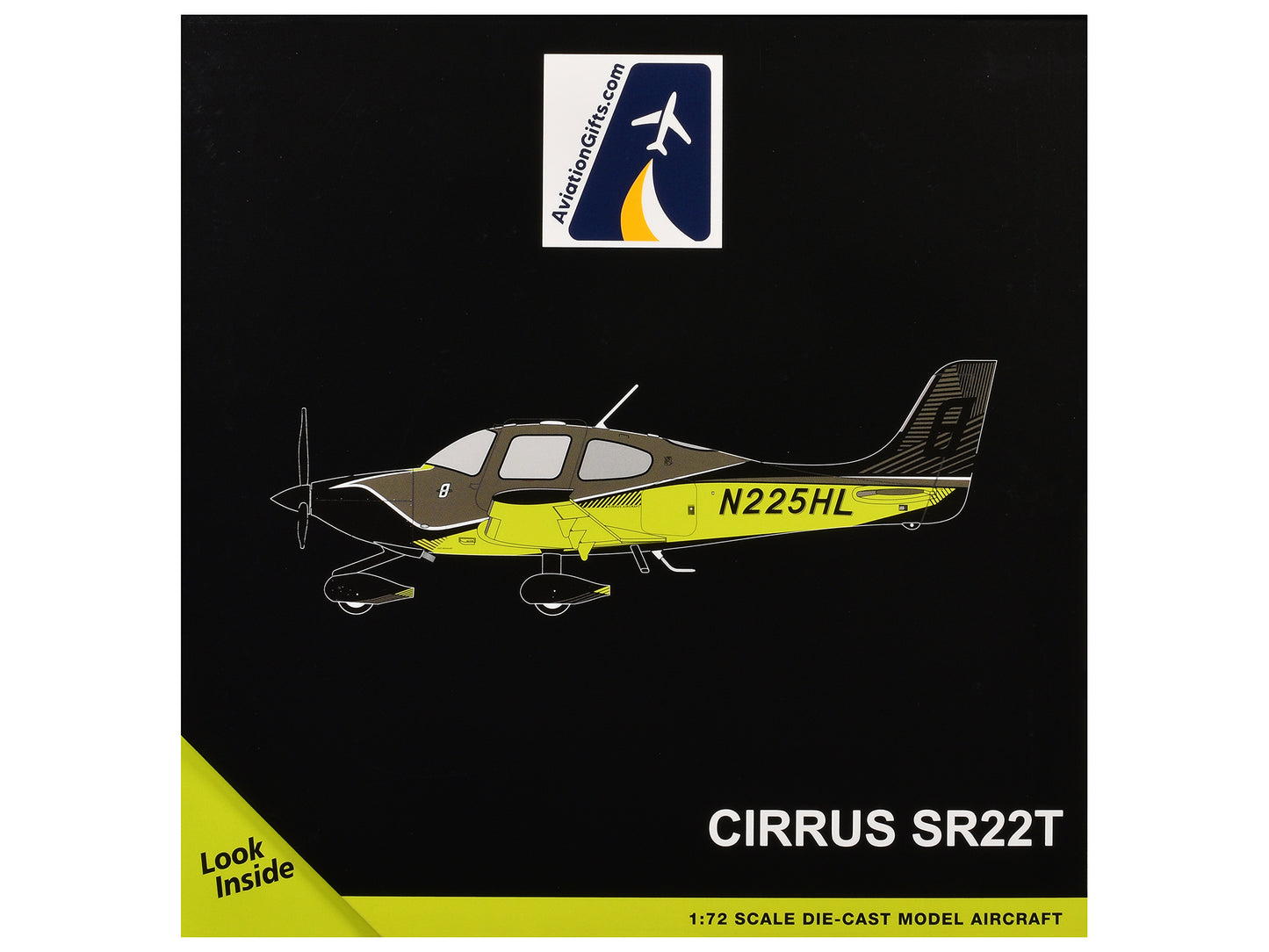 Cirrus SR22T Composite Aircraft (N225HL) Black and Neon Green "Gemini General Aviation" Series 1/72 Diecast Model by GeminiJets <h2>Cirrus GeminiJets</h2> <p>High-quality car perfect for collectors en