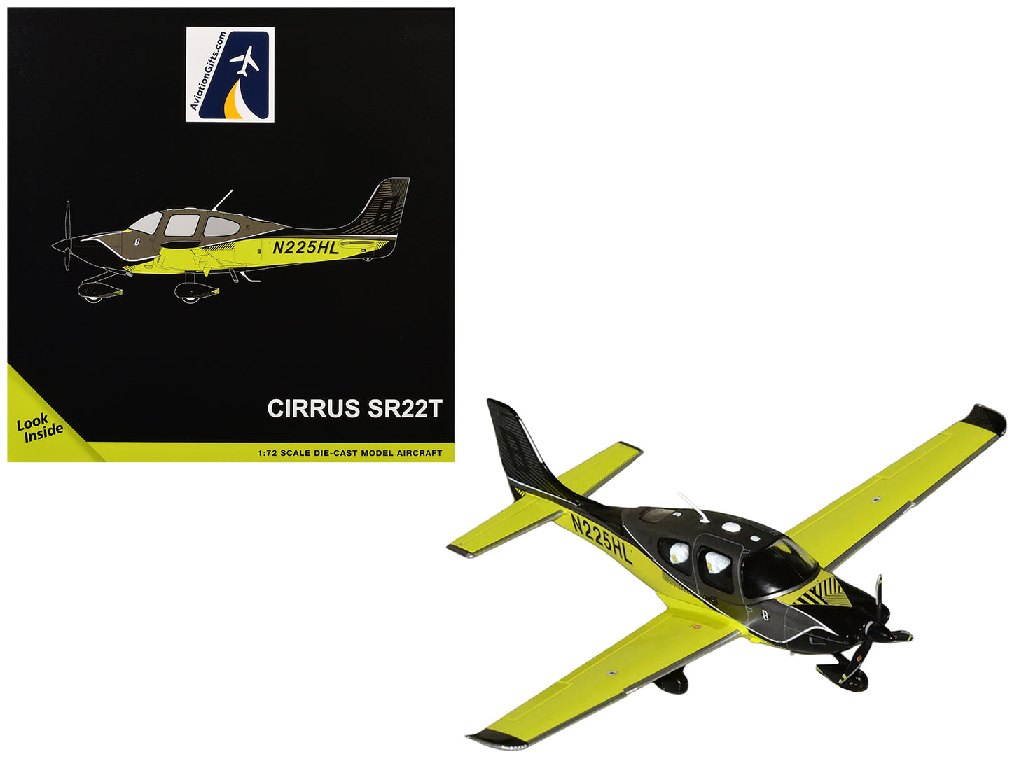 Cirrus SR22T Composite Aircraft (N225HL) Black and Neon Green "Gemini General Aviation" Series 1/72 Diecast Model by GeminiJets <h2>Cirrus GeminiJets</h2> <p>High-quality car perfect for collectors en
