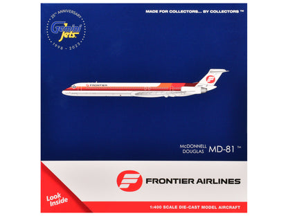McDonnell Douglas MD-81 Commercial Aircraft "Frontier Airlines" (N859HA) White with Stripes 1/400 Diecast Model Airplane by GeminiJets <h2>McDonnell GeminiJets</h2> <p>High-quality car perfect for col