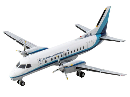 Saab 340B Commercial Aircraft "Eastern Express" (N407BH) White with Blue Stripes 1/400 Diecast Model Airplane by GeminiJets <h2>Saab GeminiJets</h2> <p>High-quality car perfect for collectors and enth