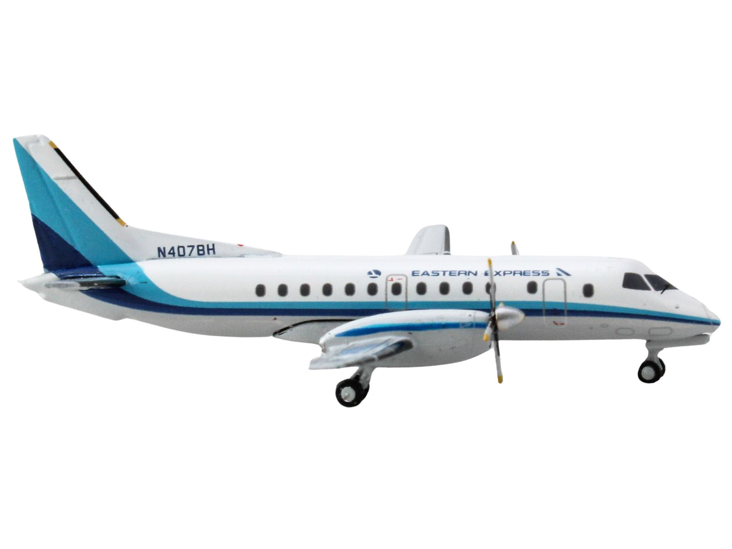 Saab 340B Commercial Aircraft "Eastern Express" (N407BH) White with Blue Stripes 1/400 Diecast Model Airplane by GeminiJets <h2>Saab GeminiJets</h2> <p>High-quality car perfect for collectors and enth