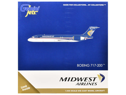Boeing 717-200 Commercial Aircraft "Midwest Airlines" (N920ME) Blue and White 1/400 Diecast Model Airplane by GeminiJets <h2>Boeing GeminiJets</h2> <p>High-quality car perfect for collectors enthusias