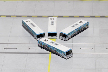 Cobus 3000 Passenger Bus White and Blue with Graphics "US Airways Shuttle - Greener Transit" 4 Piece Set 1/400 Diecast Models by GeminiJets <h2>Cobus GeminiJets</h2> <p>High-quality model car perfect