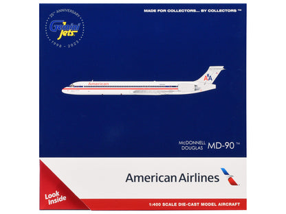 McDonnell Douglas MD-90 Commercial Aircraft "American Airlines" (N904RA) White with Blue and Red Stripes 1/400 Diecast Model Airplane by GeminiJets <h2>McDonnell GeminiJets</h2> <p>High-quality car pe