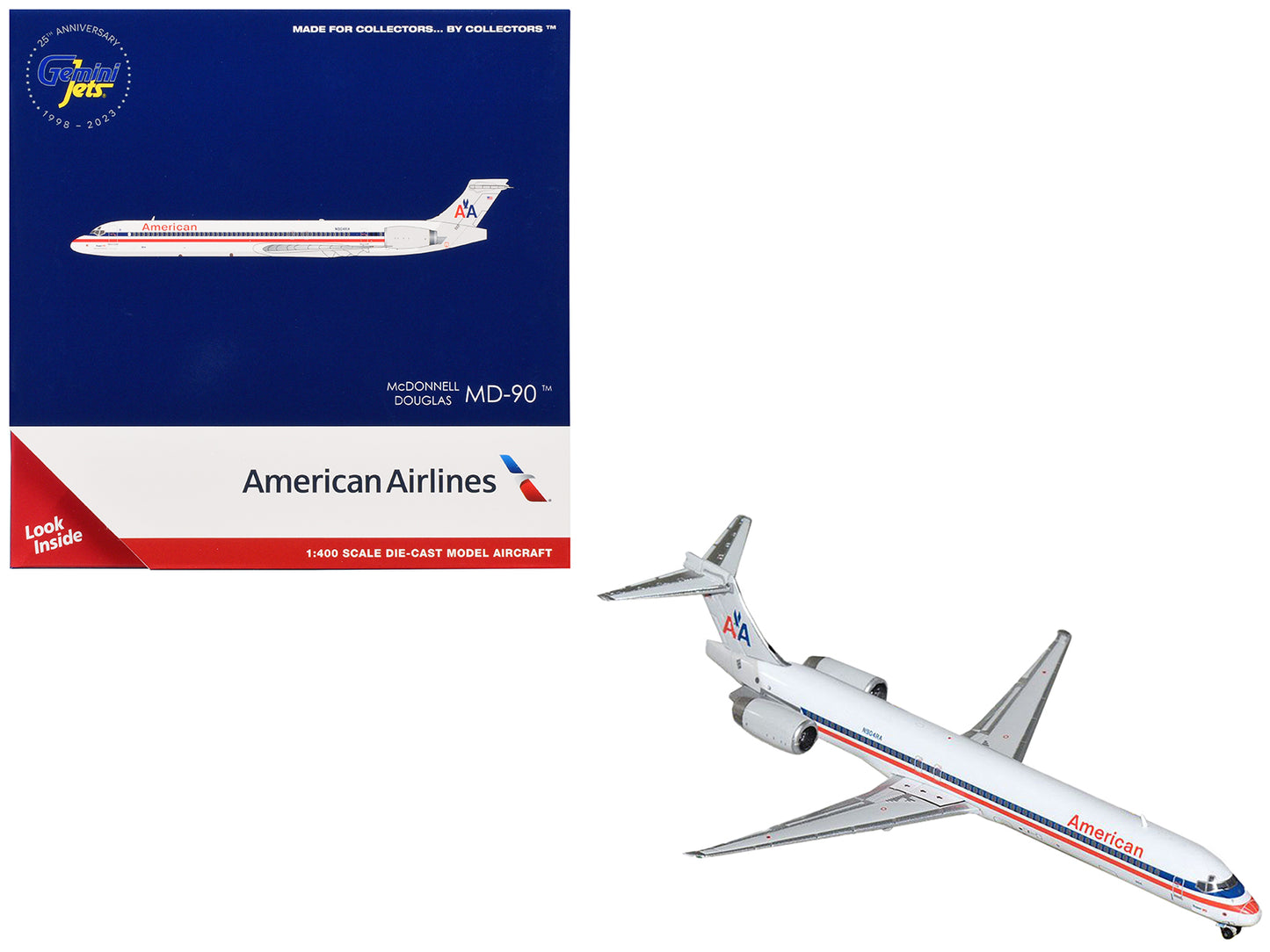 McDonnell Douglas MD-90 Commercial Aircraft "American Airlines" (N904RA) White with Blue and Red Stripes 1/400 Diecast Model Airplane by GeminiJets <h2>McDonnell GeminiJets</h2> <p>High-quality car pe
