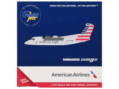 Bombardier Dash 8-100 Commercial Aircraft "American Airlines - American Eagle" (N808EX) Gray with Striped Tail 1/400 Diecast Model Airplane by GeminiJets <h2>Bombardier GeminiJets</h2> <p>High-quality