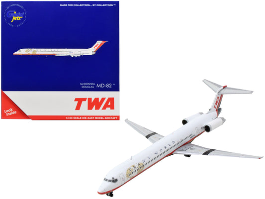 McDonnell Douglas MD-82 Commercial Aircraft "Trans World Airlines" White with Red Stripes 1/400 T&y Diecast Model Airplane by GeminiJets