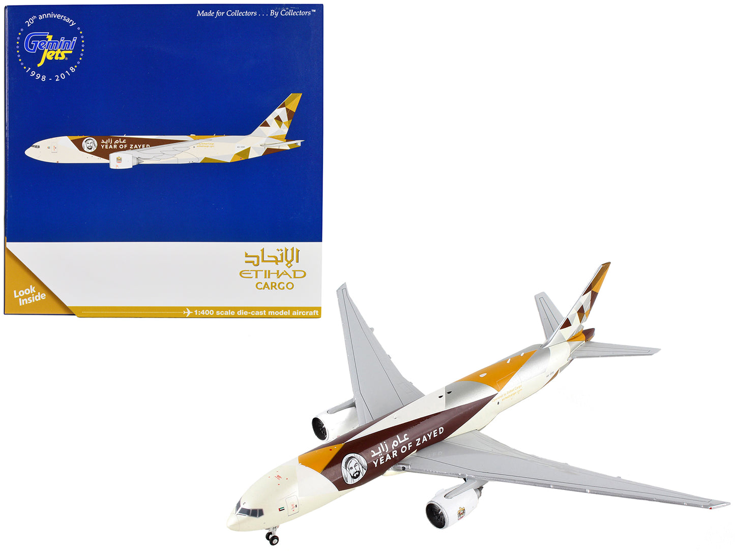 Boeing 777F Commercial Aircraft "Etihad Cargo - Year of Zayed" White with Graphics 1/400 Diecast Model Airplane by GeminiJets <h2>Boeing GeminiJets</h2> <p>High-quality car perfect for collectors and