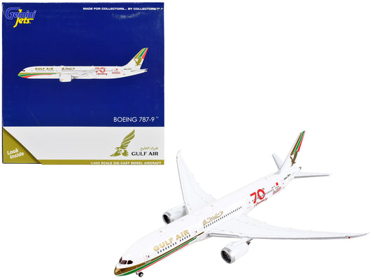 Boeing 787-9 Commercial Aircraft "Gulf Air - 70th Anniversary" White with Graphics 1/400 Diecast Model Airplane by GeminiJets <h2>Boeing GeminiJets</h2> <p>High-quality car perfect for collectors and
