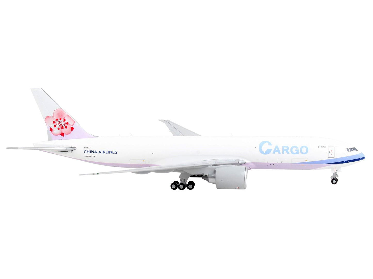 Boeing 777F Commercial Aircraft "China Airlines Cargo" White with Purple Stripes and Tail 1/400 Diecast Model Airplane by GeminiJets <h2>Boeing GeminiJets</h2> <p>High-quality car perfect for collecto