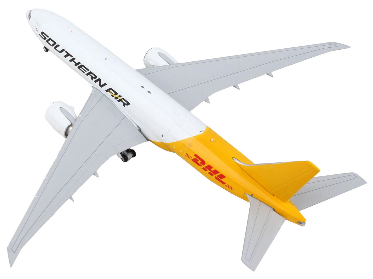 Boeing 777F Commercial Aircraft "Southern Air - DHL" White and Yellow 1/400 Diecast Model Airplane by GeminiJets <h2>Boeing GeminiJets</h2> <p>High-quality car perfect for collectors enthusiasts. Feat