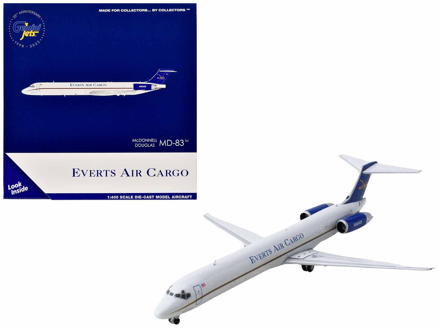 McDonnell Douglas MD-83 Commercial Aircraft "Everts Air Cargo" (N965CE) White with Blue Tail 1/400 Diecast Model Airplane by GeminiJets <h2>McDonnell GeminiJets</h2> <p>High-quality car perfect for co