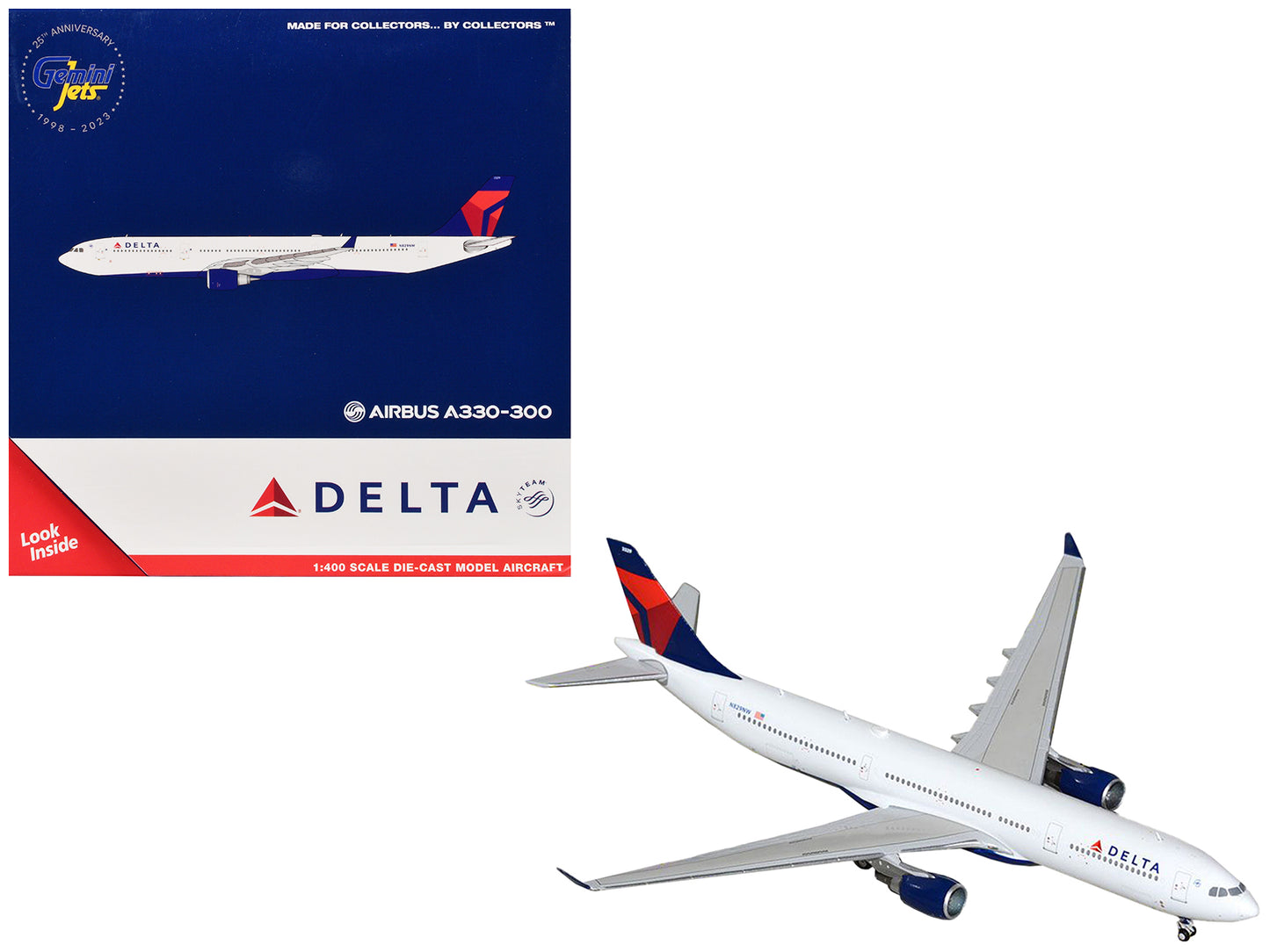 Airbus A330-300 Commercial Aircraft "Delta Air Lines" (N829NW) White with Blue and Red Tail 1/400 Diecast Model Airplane by GeminiJets <h2>Airbus GeminiJets</h2> <p>High-quality car perfect for collec
