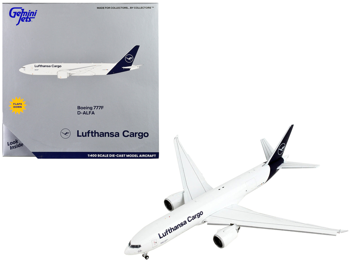 Boeing 777F Commercial Aircraft with Flaps Down "Lufthansa Cargo" White Dark Blue Tail 1/400 Diecast Model Airplane by GeminiJets <h2>Boeing GeminiJets</h2> <p>High-quality car perfect for collectors