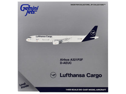 Airbus A321P2F Commercial Aircraft "Lufthansa Cargo" (D-AEUC) White with Blue Tail 1/400 Diecast Model Airplane by GeminiJets <h2>Airbus GeminiJets</h2> <p>High-quality car perfect for collectors and