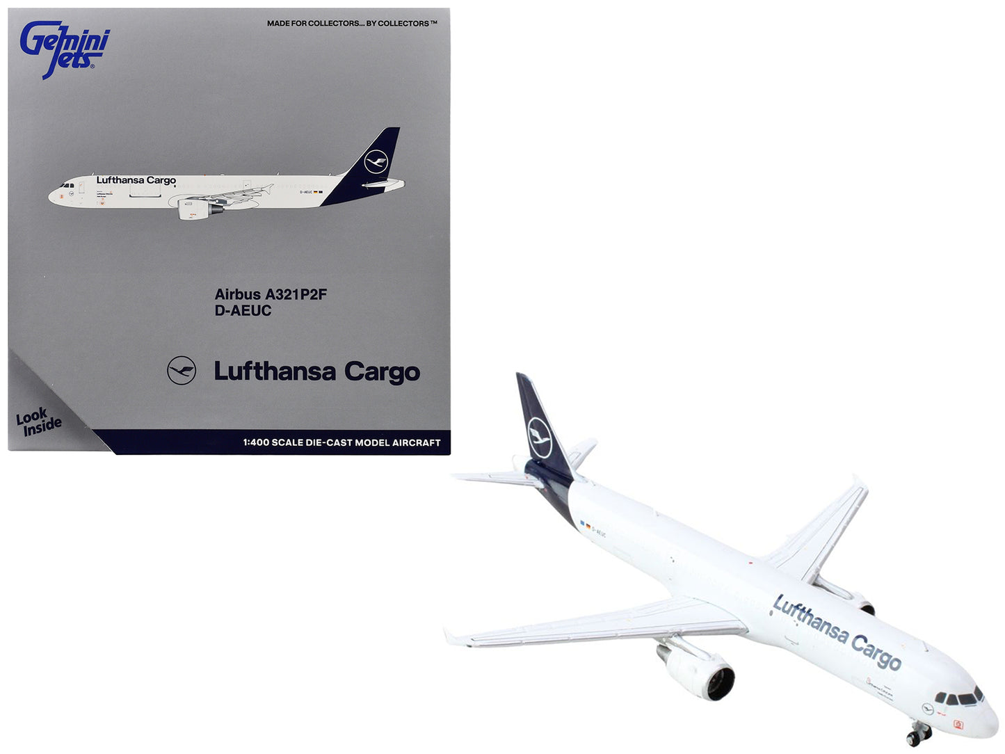Airbus A321P2F Commercial Aircraft "Lufthansa Cargo" (D-AEUC) White with Blue Tail 1/400 Diecast Model Airplane by GeminiJets <h2>Airbus GeminiJets</h2> <p>High-quality car perfect for collectors and