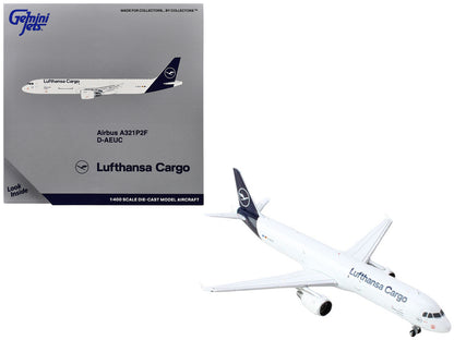 Airbus A321P2F Commercial Aircraft "Lufthansa Cargo" (D-AEUC) White with Blue Tail 1/400 Diecast Model Airplane by GeminiJets <h2>Airbus GeminiJets</h2> <p>High-quality car perfect for collectors and