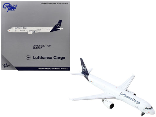 Airbus A321P2F Commercial Aircraft "Lufthansa Cargo" (D-AEUC) White with Blue Tail 1/400 Diecast Model Airplane by GeminiJets <h2>Airbus GeminiJets</h2> <p>High-quality car perfect for collectors and