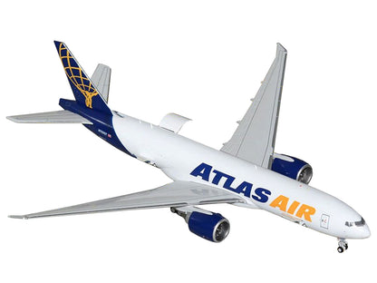 Boeing 777-200LRF Commercial Aircraft "Atlas Air" (N703GT) White with Blue Tail "Interactive Series" 1/400 Diecast Model Airplane by GeminiJets <h2>Boeing GeminiJets</h2> <p>High-quality car perfect f