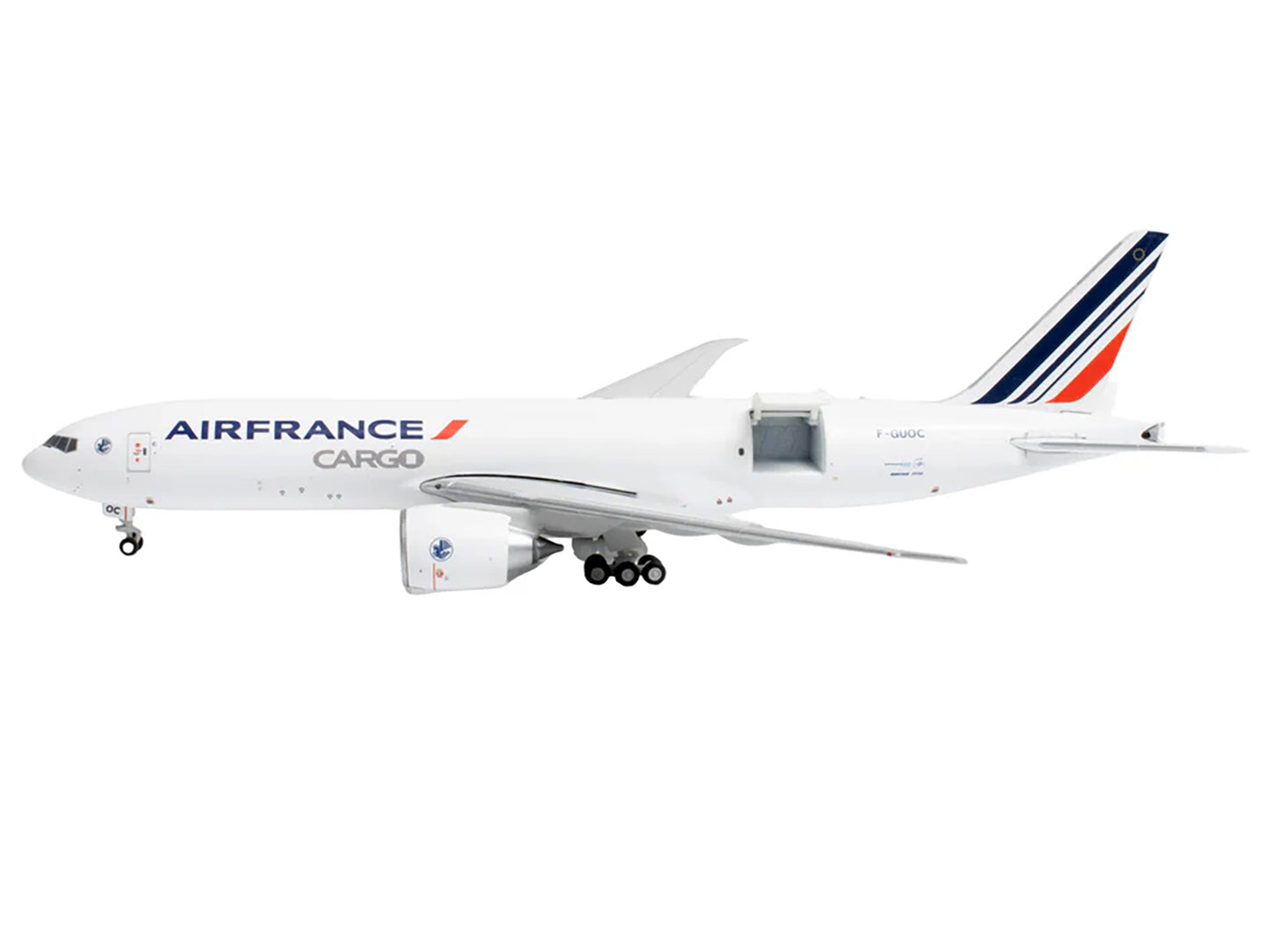 Boeing 777F Commercial Aircraft "Air France Cargo" (F-GUOC) White with Red and Blue Striped Tail "Interactive Series" 1/400 Diecast Model Airplane by GeminiJets <h2>Boeing GeminiJets</h2> <p>High-qual