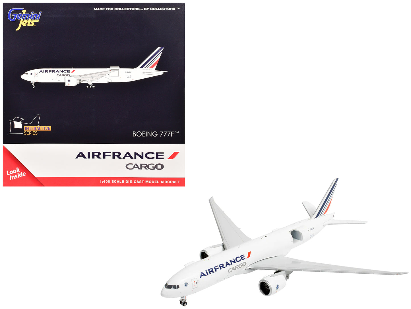 Boeing 777F Commercial Aircraft "Air France Cargo" (F-GUOC) White with Red and Blue Striped Tail "Interactive Series" 1/400 Diecast Model Airplane by GeminiJets <h2>Boeing GeminiJets</h2> <p>High-qual