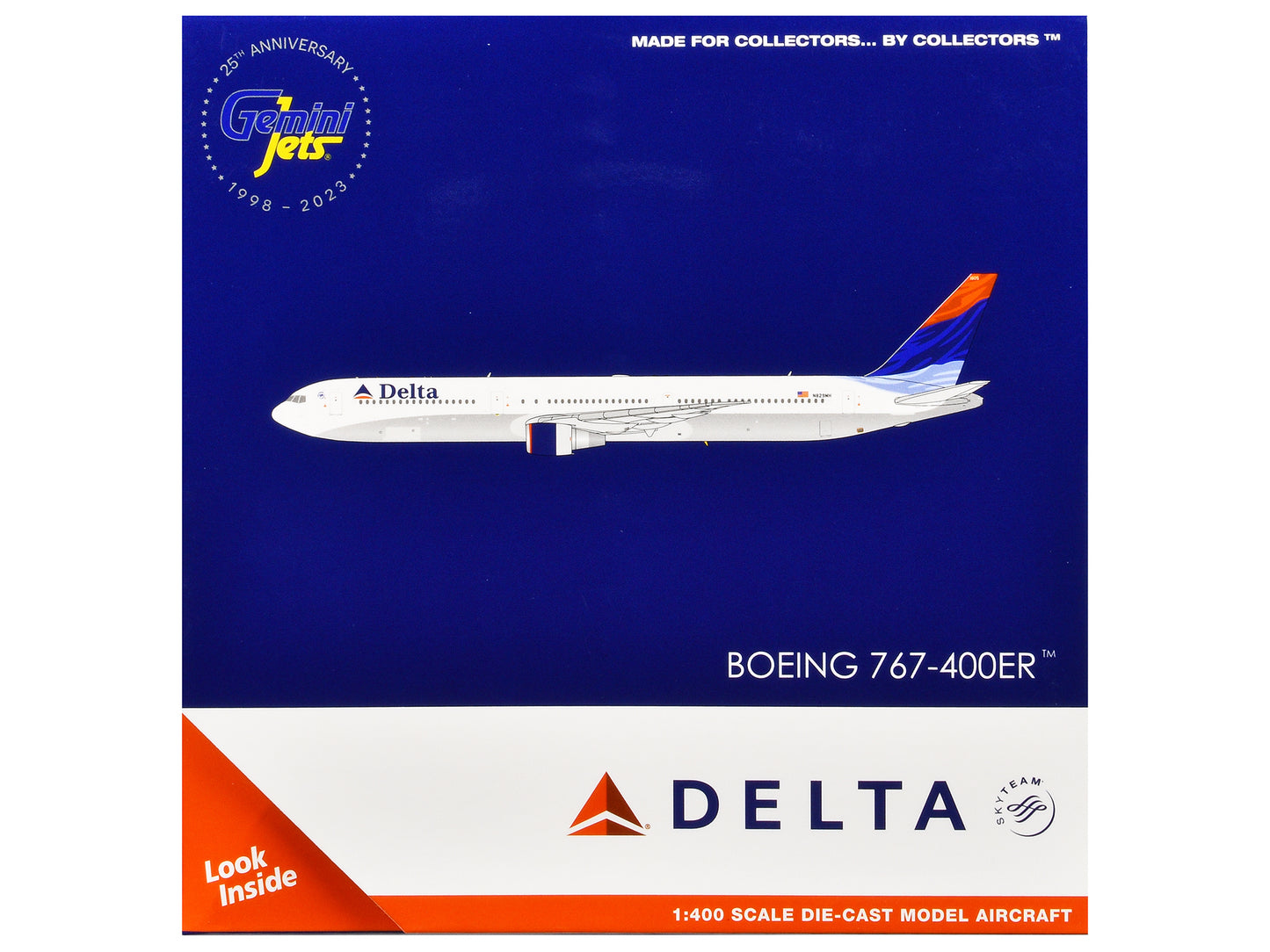 Boeing 767-400ER Commercial Aircraft "Delta Air Lines" (N829MH) White with Red and Blue Tail 1/400 Diecast Model Airplane by GeminiJets <h2>Boeing GeminiJets</h2> <p>High-quality car perfect for colle