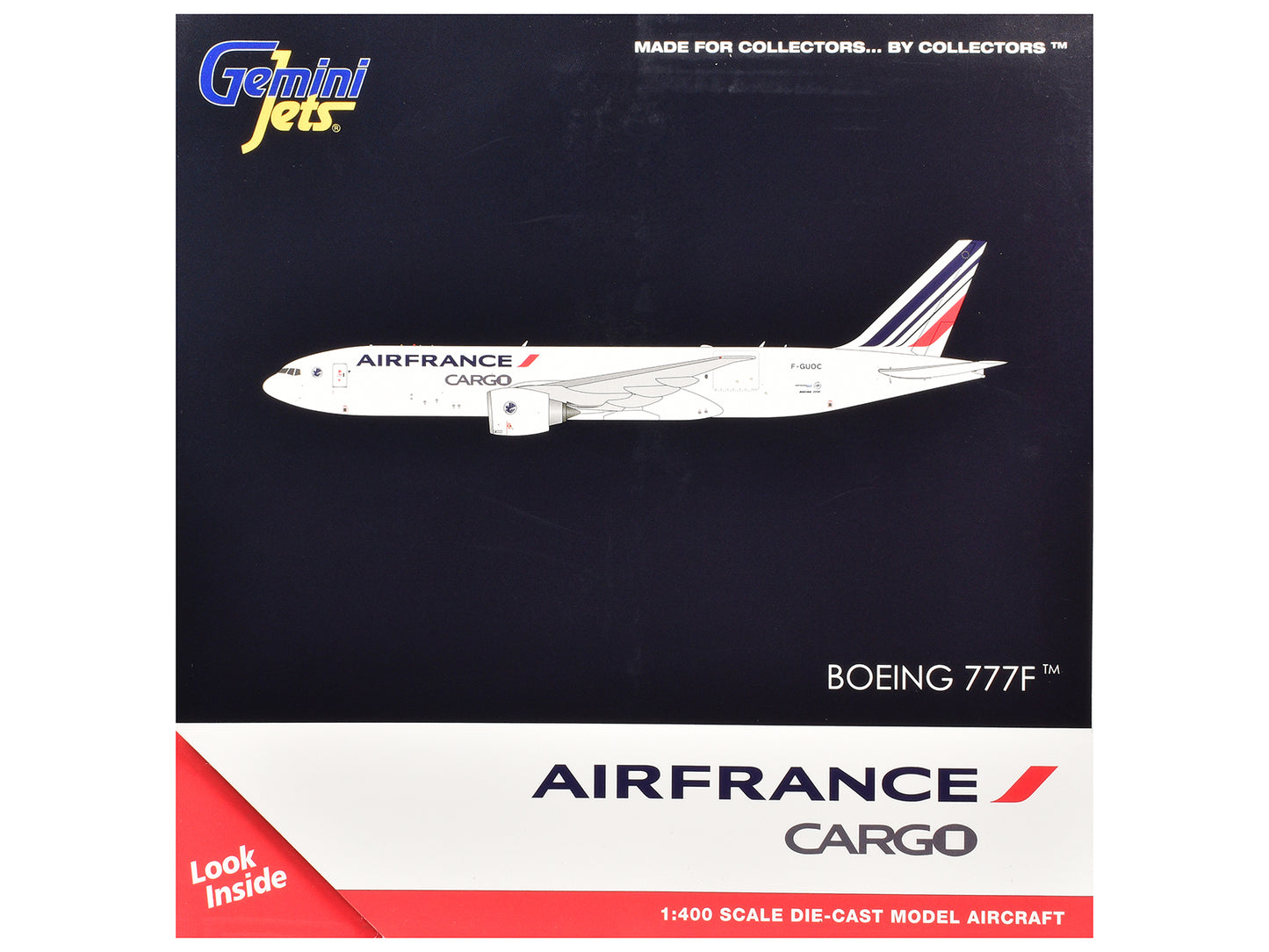 Boeing 777F Commercial Aircraft "Air France Cargo" (F-GUOC) White with Red and Blue Striped Tail 1/400 Diecast Model Airplane by GeminiJets <h2>Boeing GeminiJets</h2> <p>High-quality car perfect for c