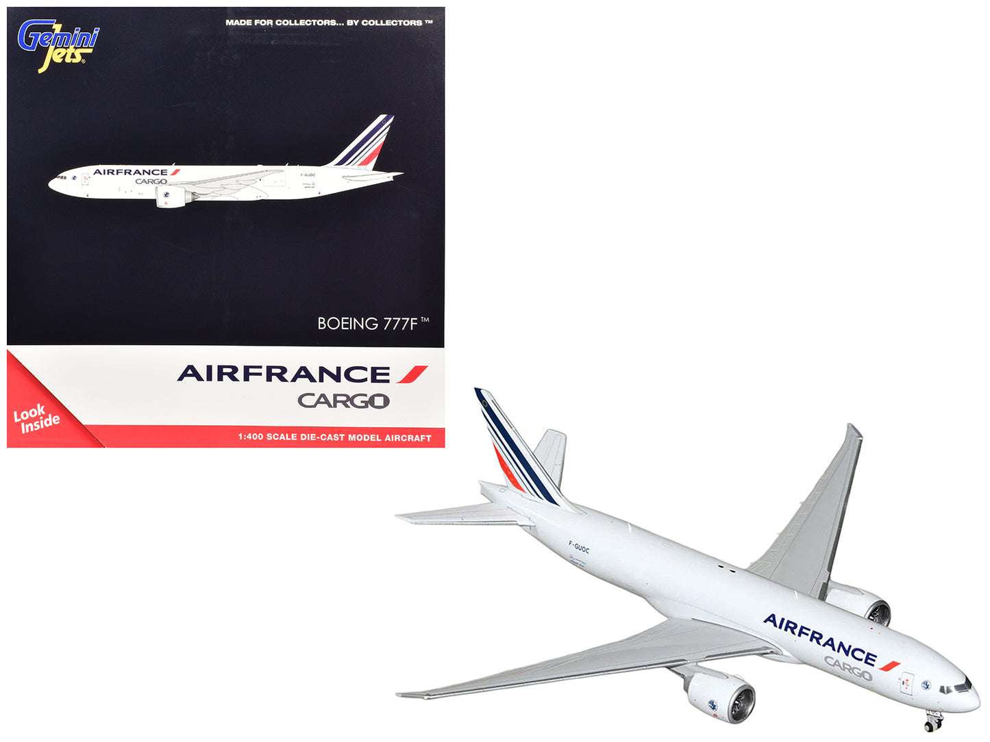 Boeing 777F Commercial Aircraft "Air France Cargo" (F-GUOC) White with Red and Blue Striped Tail 1/400 Diecast Model Airplane by GeminiJets <h2>Boeing GeminiJets</h2> <p>High-quality car perfect for c