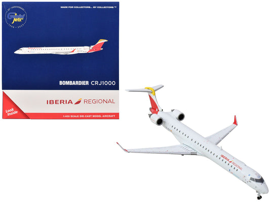 Bombardier CRJ1000 Commercial Aircraft "Iberia Regional" (EC-MVZ) White with Red Tail 1/400 Diecast Model Airplane by GeminiJets <h2>Bombardier GeminiJets</h2> <p>High-quality car perfect for collecto