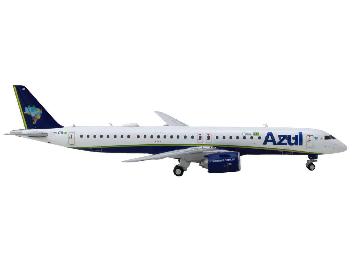 Embraer E195-E2 Commercial Aircraft "Azul Brazilian Airlines" (PS-AEH) White with Blue Tail 1/400 Diecast Model Airplane by GeminiJets <h2>Embraer GeminiJets</h2> <p>High-quality car perfect for colle