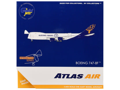 Boeing 747-8F Commercial Aircraft "Atlas Air - Kuehne+Nagel" (N862GT) White with Blue Tail "Interactive Series" 1/400 Diecast Model Airplane by GeminiJets <h2>Boeing GeminiJets</h2> <p>High-quality ca
