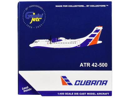 ATR 42-500 Commercial Aircraft "Cubana Airlines" (CU-T1240) White with Red and Blue Stripes 1/400 Diecast Model Airplane by GeminiJets <h2>ATR GeminiJets</h2> <p>High-quality car perfect for collector