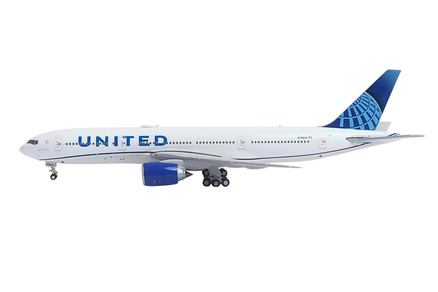 Boeing 777-200ER Commercial Aircraft "United Airlines" (N798UA) White with Blue Tail 1/400 Diecast Model Airplane by GeminiJets <h2>Boeing GeminiJets</h2> <p>High-quality car perfect for collectors an