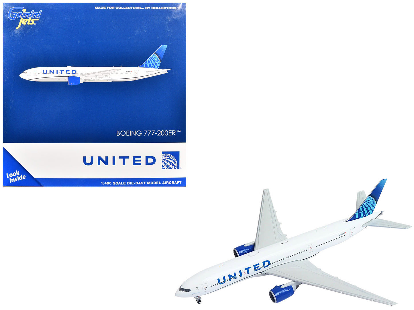 Boeing 777-200ER Commercial Aircraft "United Airlines" (N798UA) White with Blue Tail 1/400 Diecast Model Airplane by GeminiJets <h2>Boeing GeminiJets</h2> <p>High-quality car perfect for collectors an
