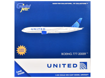 Boeing 777-200ER Commercial Aircraft with Flaps Down "United Airlines" (N798UA) White Blue Tail 1/400 Diecast Model Airplane by GeminiJets <h2>Boeing GeminiJets</h2> <p>High-quality car perfect for co