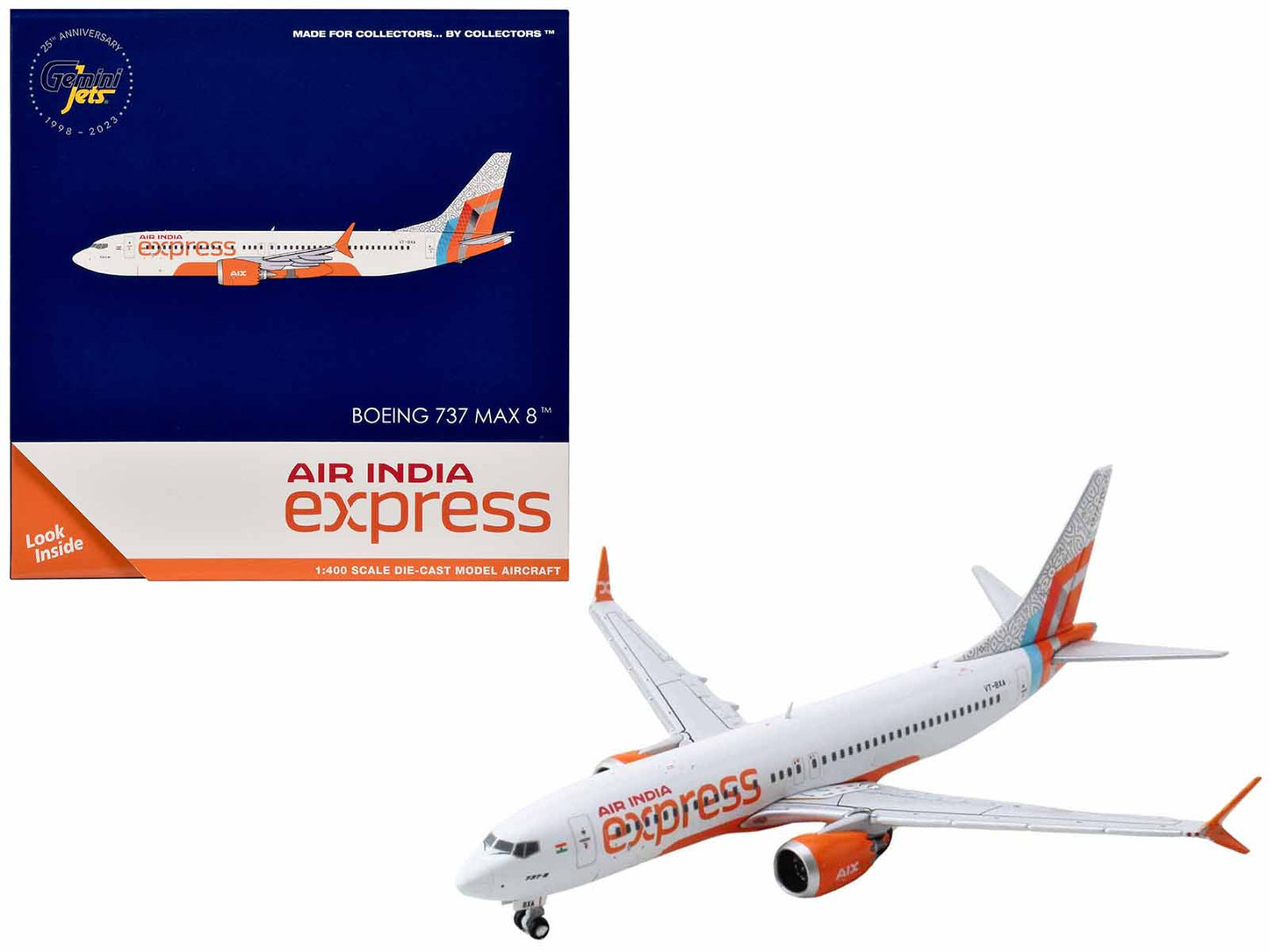 Boeing 737 MAX 8 Commercial Aircraft "Air India Express" (VT-BXA) White with Tail Graphics 1/400 Diecast Model Airplane by GeminiJets <h2>Boeing GeminiJets</h2> <p>High-quality car perfect for collect