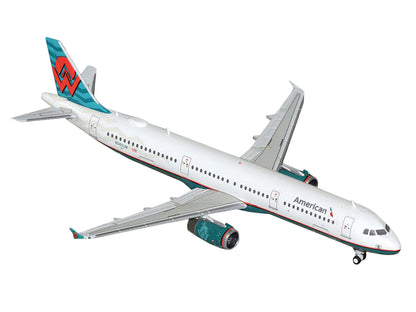 Airbus A321 Commercial Aircraft "American Airlines - America West Heritage Jet" (N580UW) White with Tail Graphics 1/400 Diecast Model Airplane by GeminiJets <h2>Airbus GeminiJets</h2> <p>High-quality