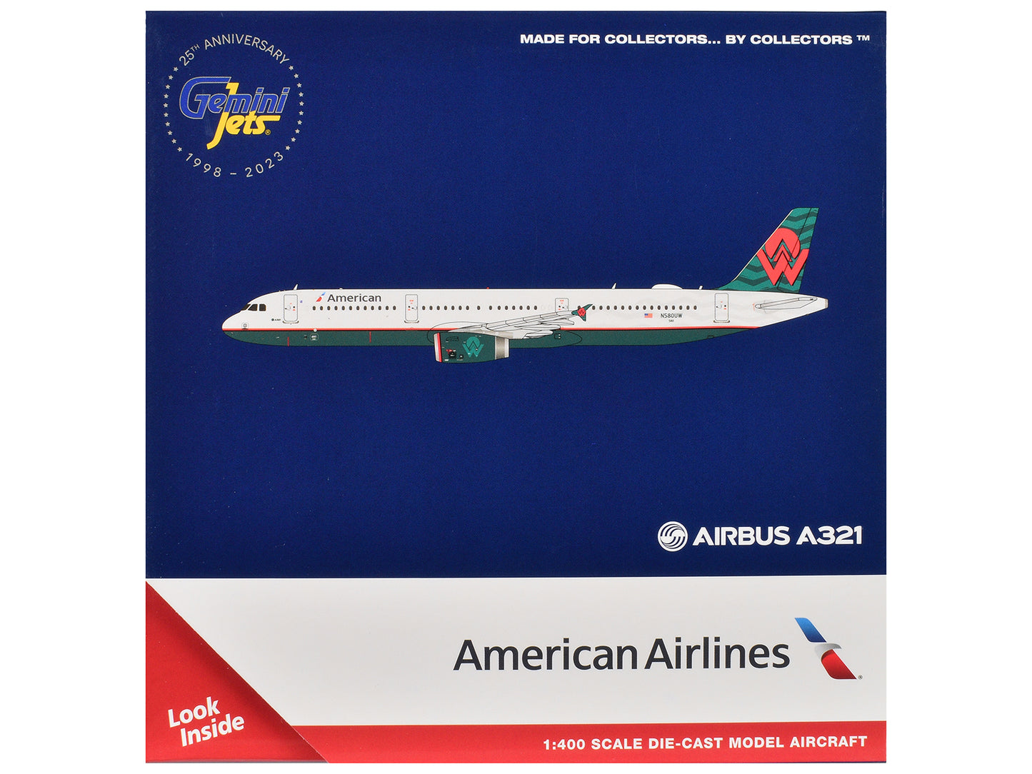 Airbus A321 Commercial Aircraft "American Airlines - America West Heritage Jet" (N580UW) White with Tail Graphics 1/400 Diecast Model Airplane by GeminiJets <h2>Airbus GeminiJets</h2> <p>High-quality