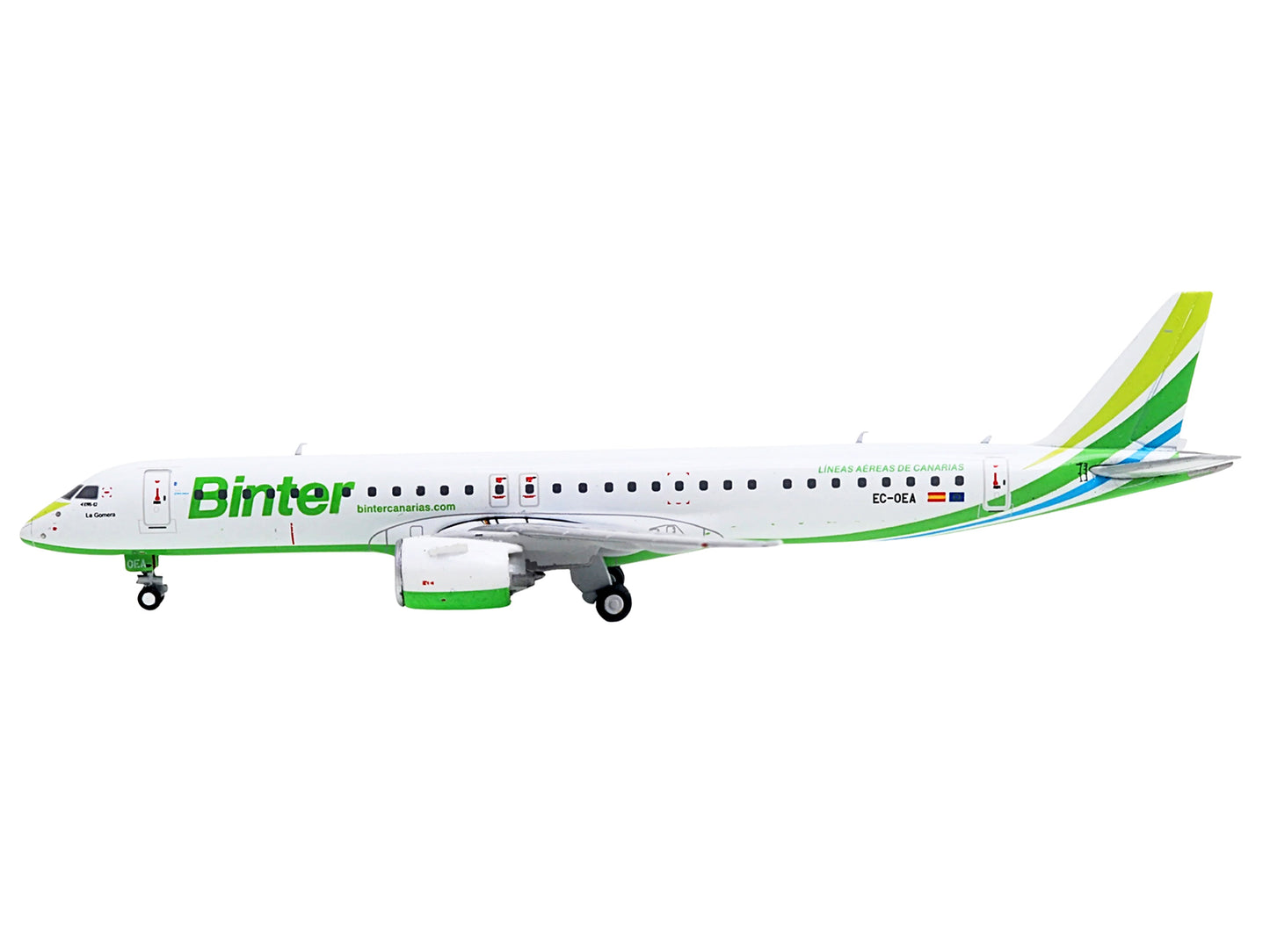 Embraer E195-E2 Commercial Aircraft "Binter Canarias" (EC-OEA) White with Green Tail Stripes 1/400 Diecast Model Airplane by GeminiJets <h2>Embraer GeminiJets</h2> <p>High-quality car perfect for coll