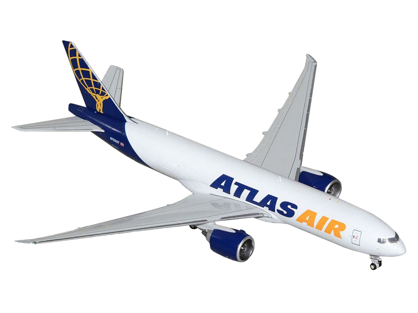 Boeing 777-200LR Commercial Aircraft "Atlas Air" (N703GT) White with Blue Tail 1/400 Diecast Model Airplane by GeminiJets <h2>Boeing GeminiJets</h2> <p>High-quality car perfect for collectors and enth