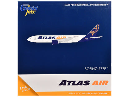 Boeing 777-200LR Commercial Aircraft "Atlas Air" (N703GT) White with Blue Tail 1/400 Diecast Model Airplane by GeminiJets <h2>Boeing GeminiJets</h2> <p>High-quality car perfect for collectors and enth