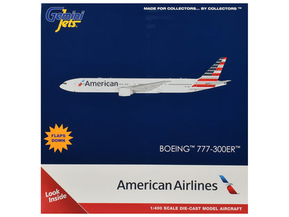 Boeing 777-300ER Commercial Aircraft with Flaps Down "American Airlines" (N722AN) Gray Striped Tail 1/400 Diecast Model by GeminiJets <h2>Boeing GeminiJets</h2> <p>High-quality car perfect for collect